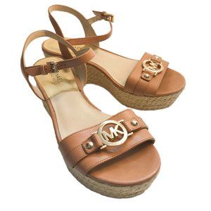 MICHAEL KORS Racquel Espadrille Women's Leather Wedge Sandals